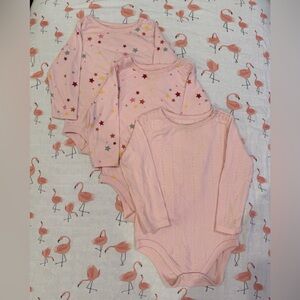 Set of 3 - Pink Star and Patterned Kids One Pieces